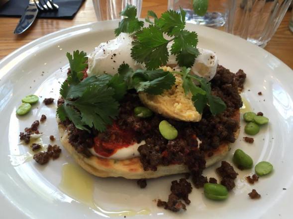 crispy spiced lamb, flat bread