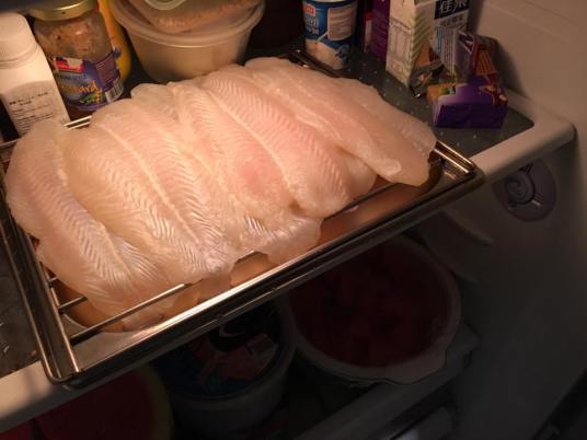 sutchi fillet in the fridge