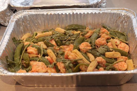 sweat peas baby corns with prawns