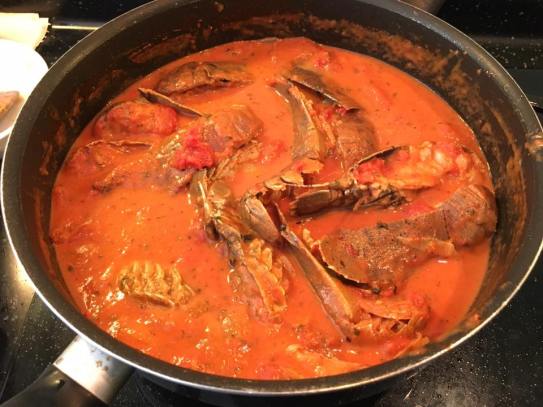 crayfish in pink sauce