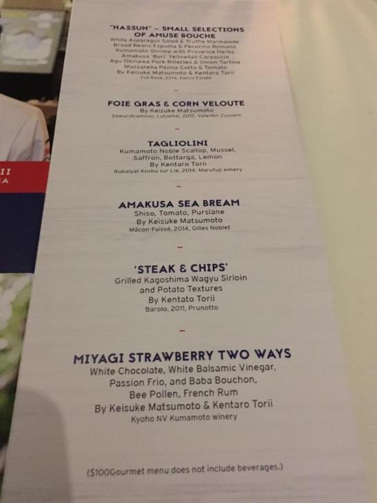 $100 gourmet menu