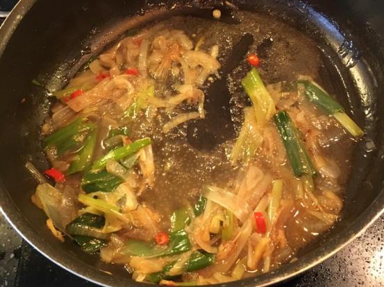 ginger, onions, scallions, leek