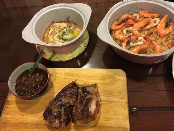 pork ribs, seafood apella & garlic squid