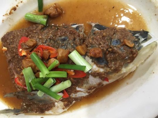steamed song fish head