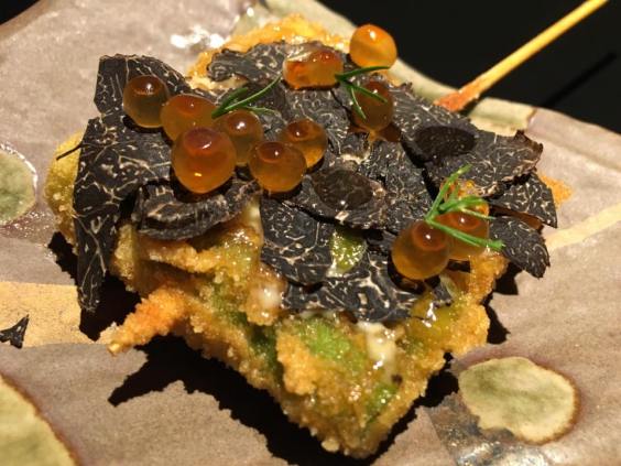 tempura asparagus with truffle