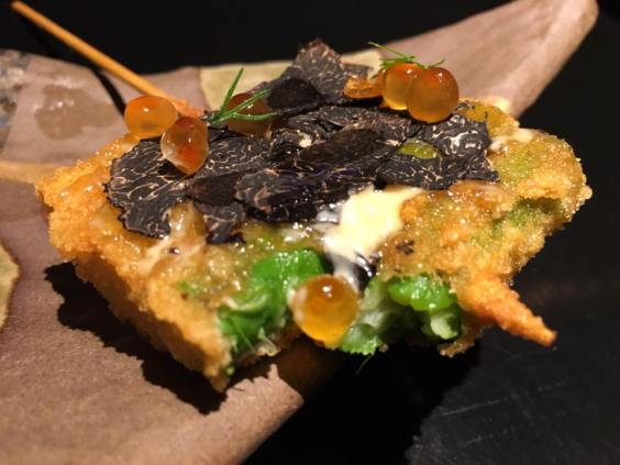 tempura asparagus with truffle