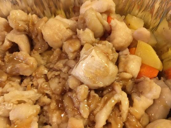 braised sutchi fillet 红烧鲶鱼柳with potatoes, carrots, onions