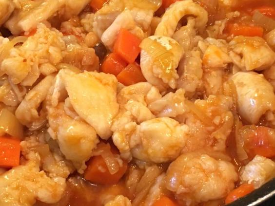 sweet & sour dory fish fillet with onions & carrots