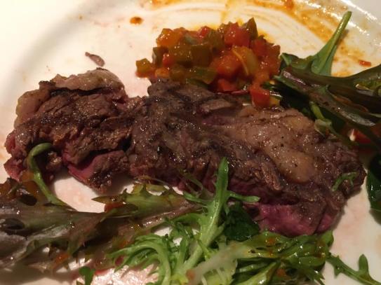 300g medium rare angus ribeye, with salsa & rockets...so good!