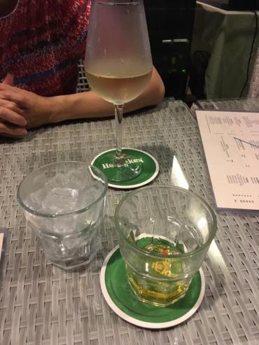 ballantine whisky and white wine