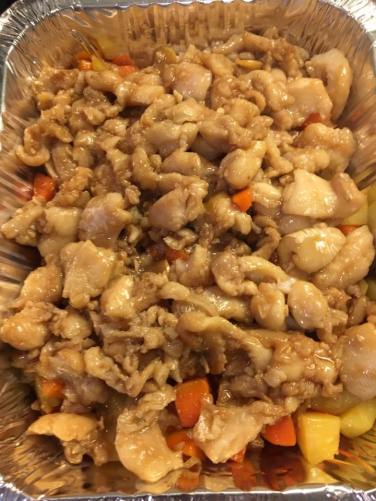 braised sutchi fillet 红烧鲶鱼柳 with potatoes, carrots, onions