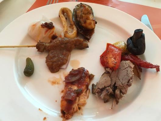 sambal seafood,roasted lamb, grilled veg, baked salmon