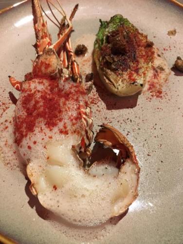 grilled lobster with foam