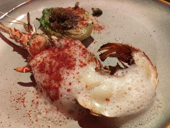grilled lobster with foam