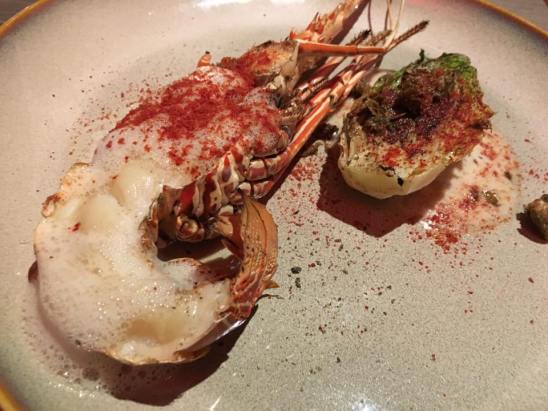 grilled lobster with foam