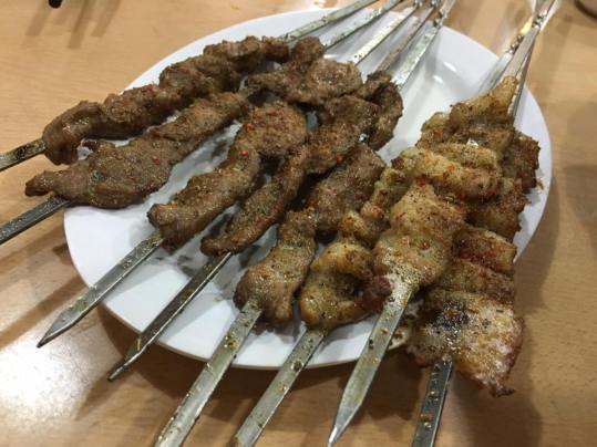 lamb, pork, chicken skewers