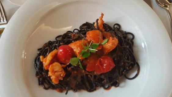lobster squid-ink taglierini in tomato sauce