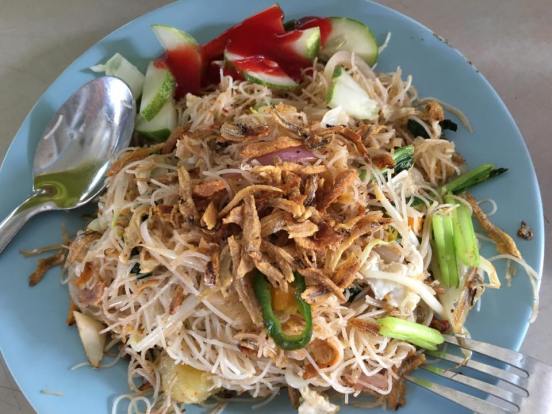 white beehoon goreng with ikan bilis