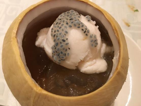 aloe vera & jelly with sorbet in coconut