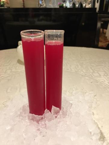 complimentary beetroot cocktail juice
