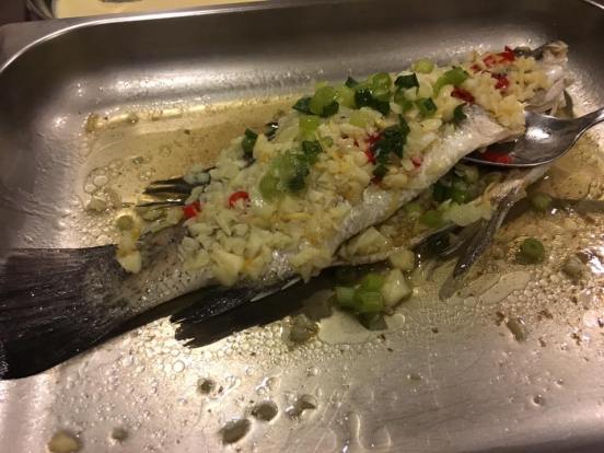 garlic steamed seabass