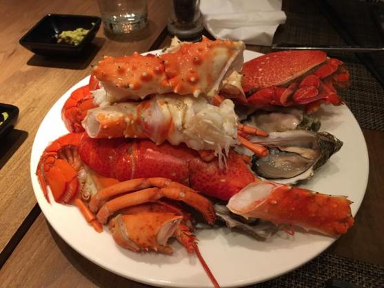 lobster,alaskan crab, spanner crab, oysters