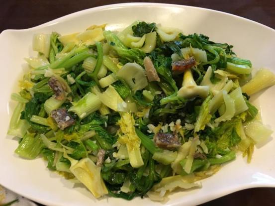 young celery with salted fish