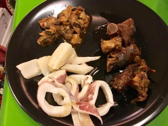 chilled sotong, marinated raw cockles, pig trotters