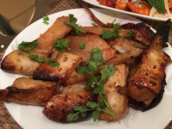 grilled teriyaki slamon belly