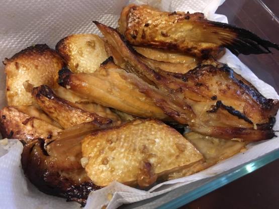 grilled teriyaki slamon belly