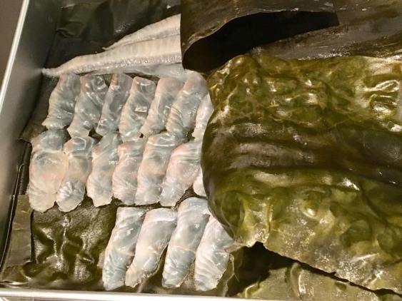 a hirame millefeuille dish