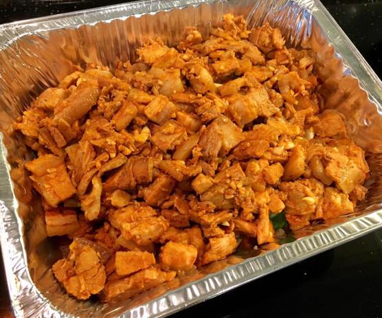 korean grilled belly pork with gochujang + onions & leek