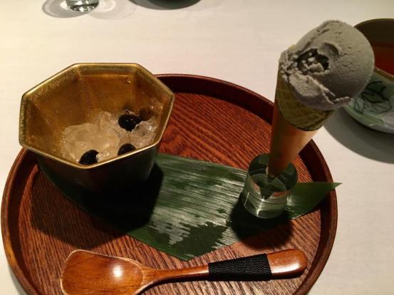 lemon jelly with kuromame + black sesame ice cream