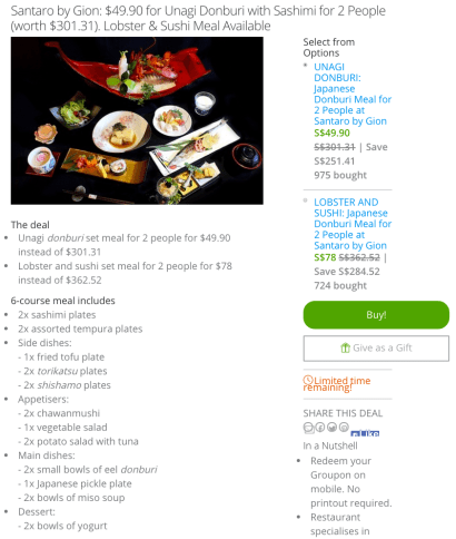 Unagi donburi set meal for 2 people for $49.90 