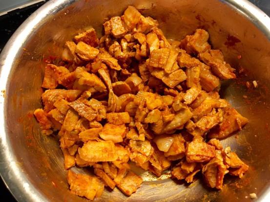 seasoned with gochujang, chopped garlic & ginger