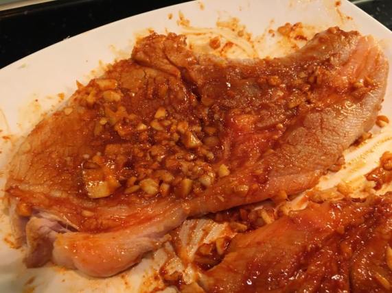 seasoned with gochujang, chopped garlic & ginger