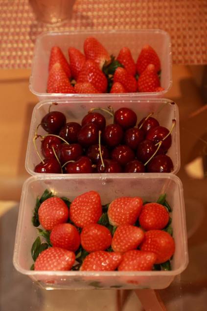 very sweet strawberries & cherries