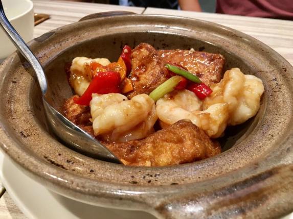 claypot tofu prawns