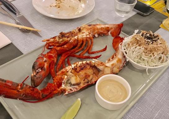 complimentary griled mentaiko lobster