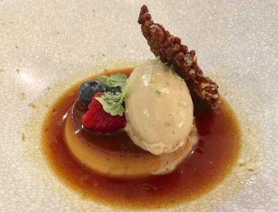 creme caramel with ice cream