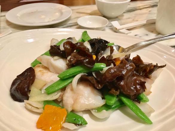 garoupa fillet with lily bulbs, cloud fungus & sweet peas - S$16