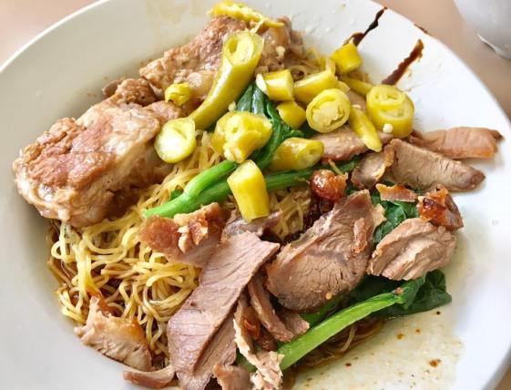 S$3 wanton noodles + S$1 pork ribs