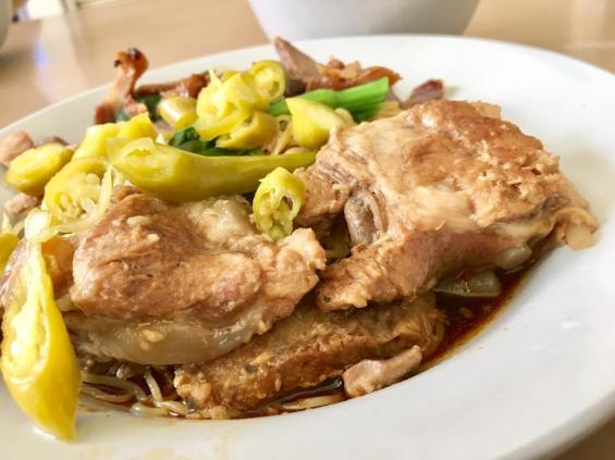 S$3 wanton noodles + S$1 pork ribs