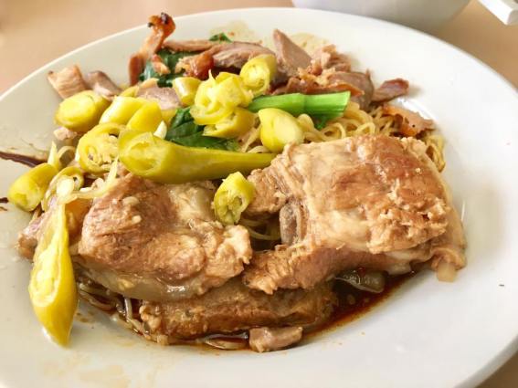 S$3 wanton noodles + S$1 pork ribs