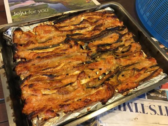 oven grilled teriyaki salmon belly/trimmings