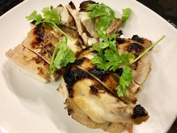 #5 pan roasted skin on brined chicken breast