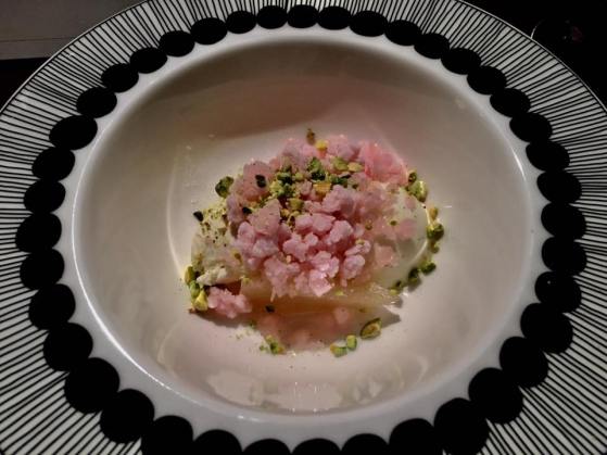 pear compote with ricotta sorbet