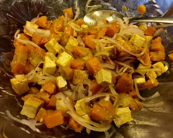 #1 pumpkin tofu with yellow onions