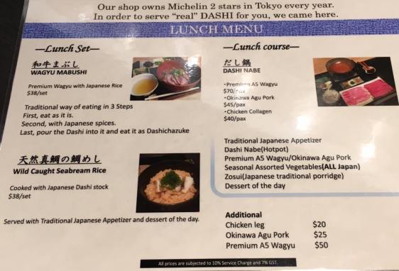 nabe seizan 2 michelin star lunch menu