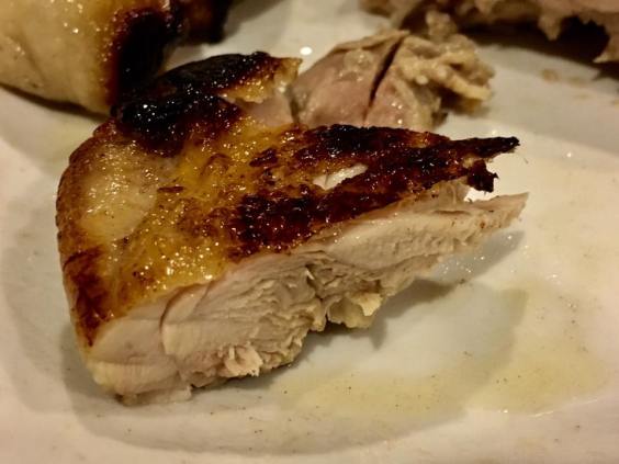 skin so crispy meat tender, juicy, tasty